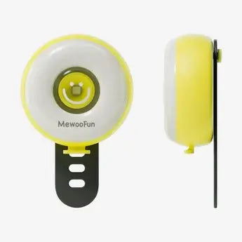 Yellow and black pet product with 'MewooFun' branding on a white background