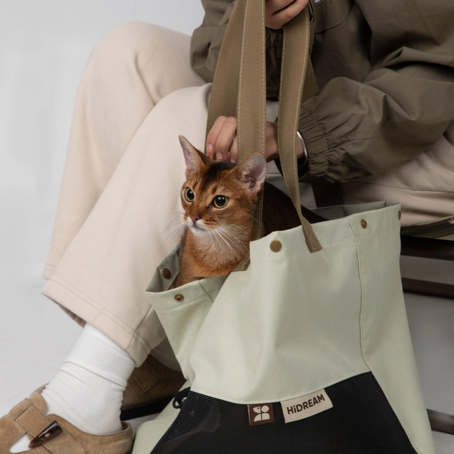HiDREAM Clashing Go Out Portable Pet Bag Comfortable Adjustable Padded Shoulder Breathable Mesh - PetzyMart