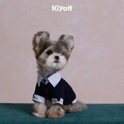 Fake two-piece shirt navy blue elegant little gentleman cute dog pet clothes