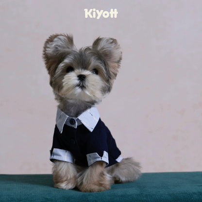 Fake two-piece shirt navy blue elegant little gentleman cute dog pet clothes