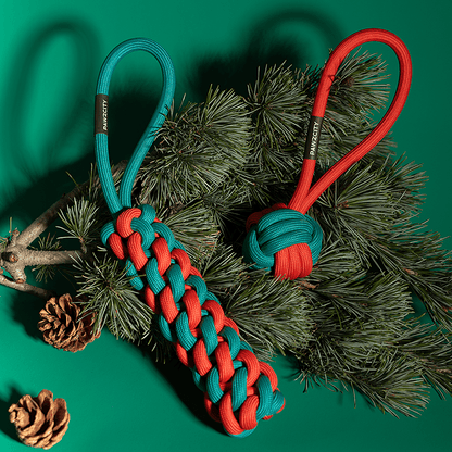 Christmas Gift Box for Dogs: Festive Rope Toy Set with Greeting Card